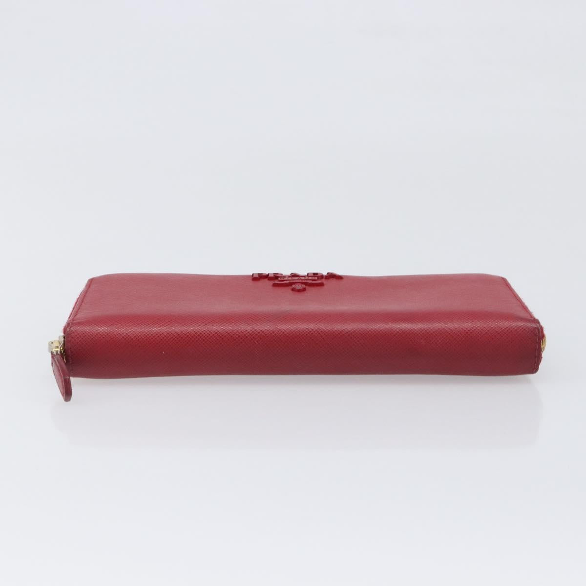 PRADA Long Wallet Safiano Leather Red Gold Auth bs36867