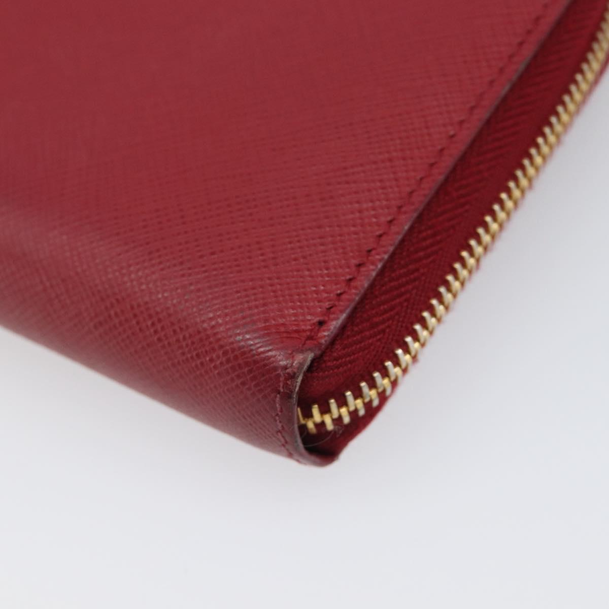 PRADA Long Wallet Safiano Leather Red Gold Auth bs36867