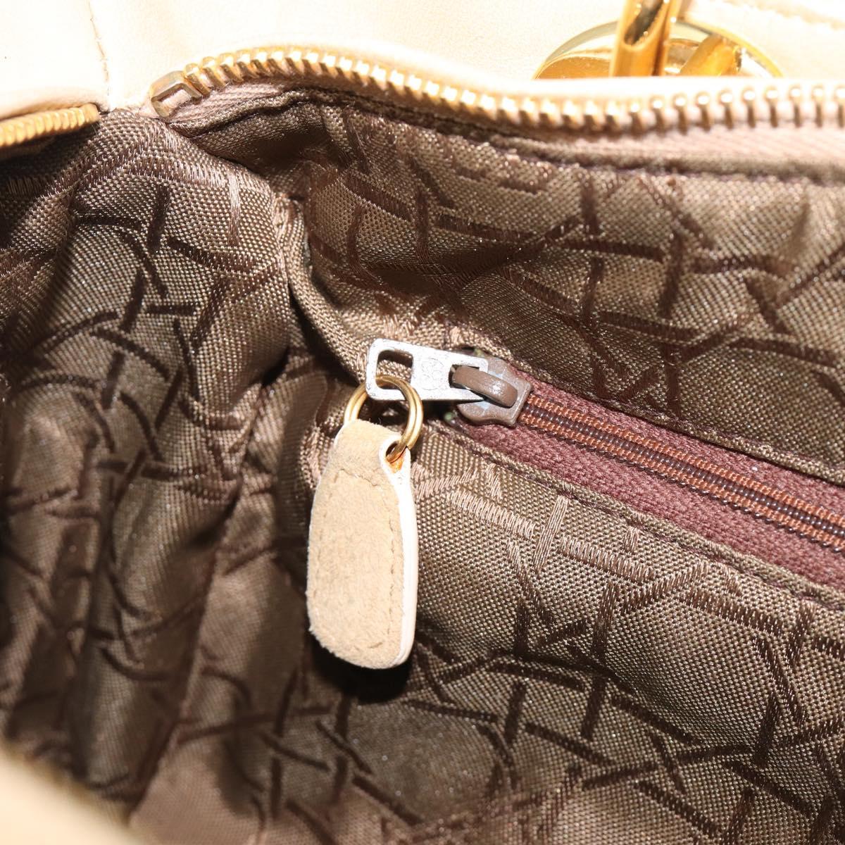 Christian Dior Canage Hand Bag Suede Beige Gold Auth bs36869