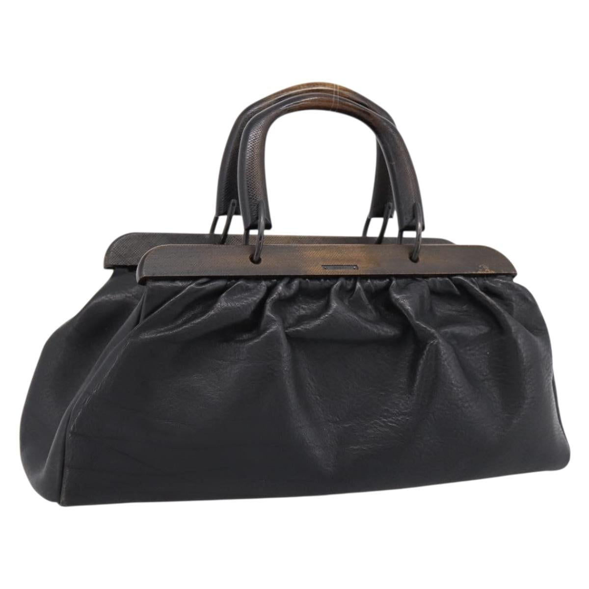 GUCCI Hand Bag Leather Black 105377 Auth bs36872