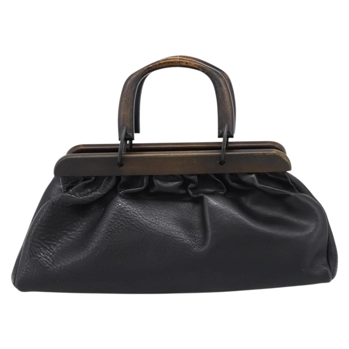 GUCCI Hand Bag Leather Black 105377 Auth bs36872