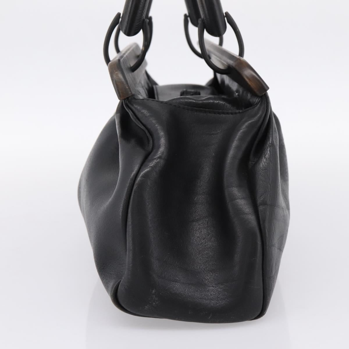 GUCCI Hand Bag Leather Black 105377 Auth bs36872
