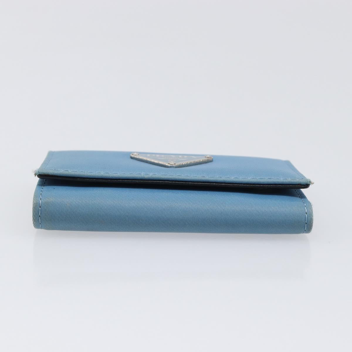 PRADA Key Case Nylon Light Blue Silver Black Auth bs36874