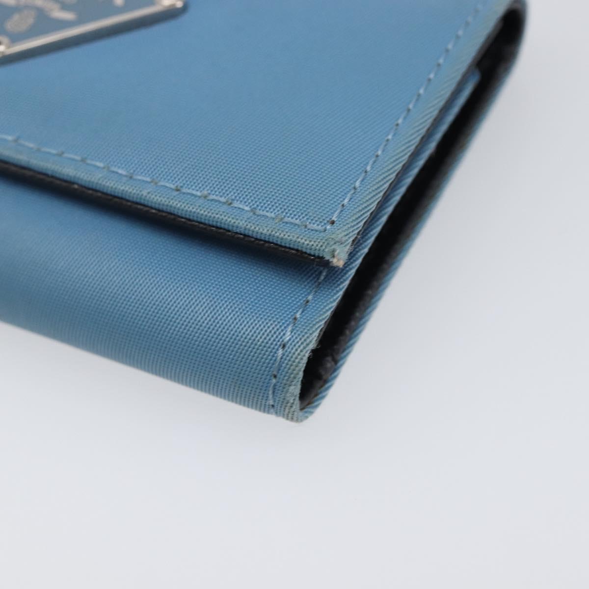 PRADA Key Case Nylon Light Blue Silver Black Auth bs36874