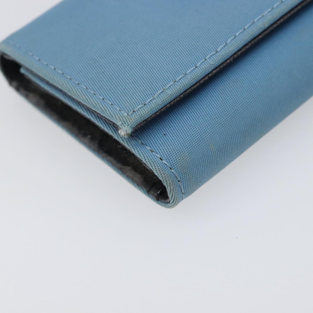 PRADA Key Case Nylon Light Blue Silver Black Auth bs36874