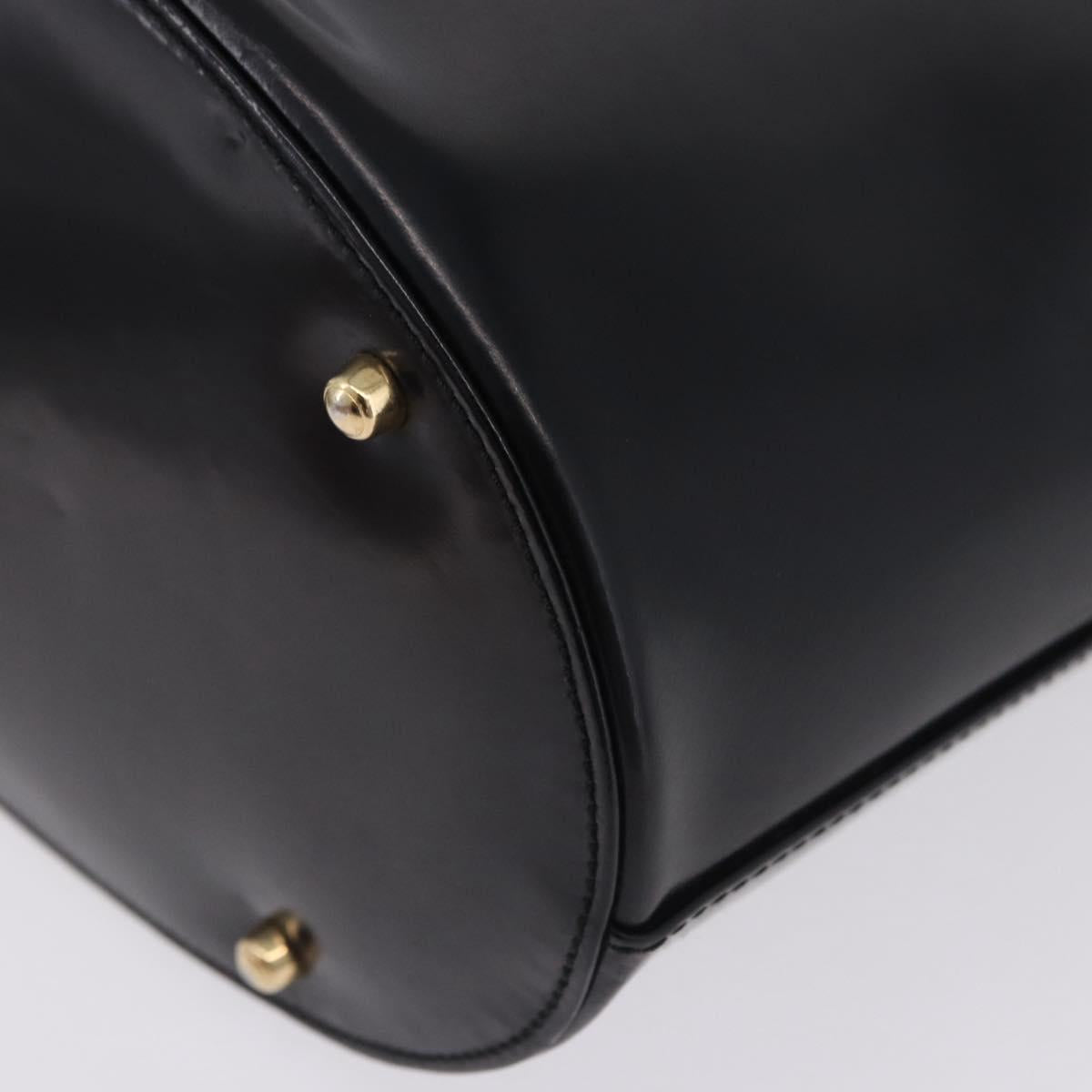 GUCCI Shoulder Bag Patent Leather Black Gold Auth bs36875