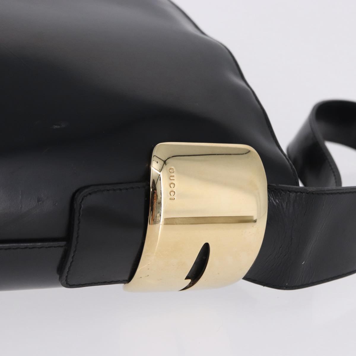 GUCCI Shoulder Bag Patent Leather Black Gold Auth bs36875