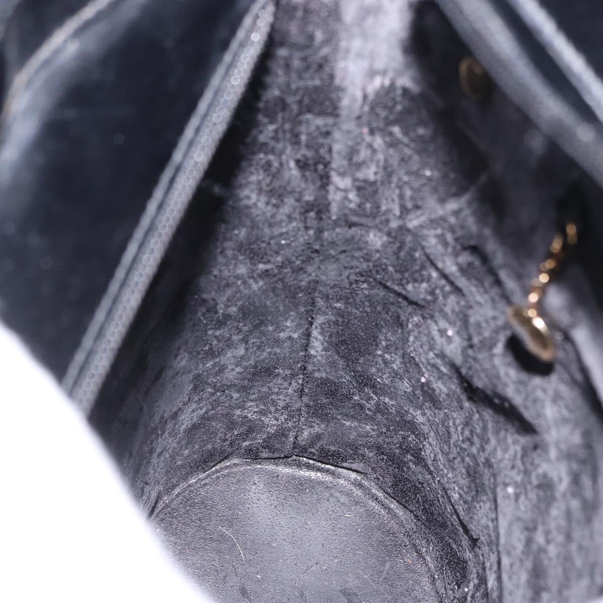GUCCI Shoulder Bag Patent Leather Black Gold Auth bs36875