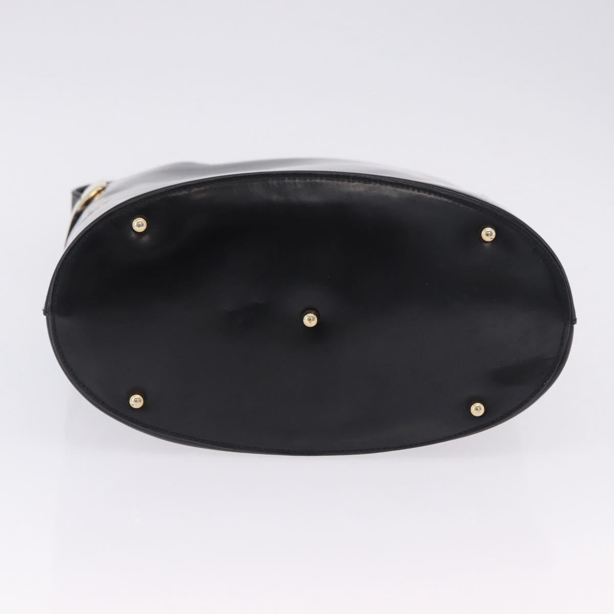 GUCCI Shoulder Bag Patent Leather Black Gold Auth bs36875