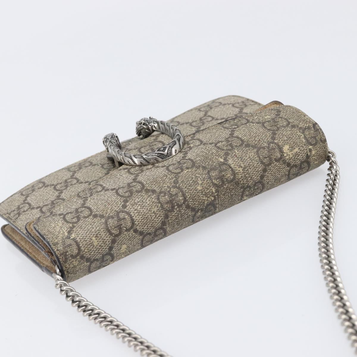 GUCCI GG Supreme Dionysus Chain Bag PVC Beige Silver 476432 Auth bs36876