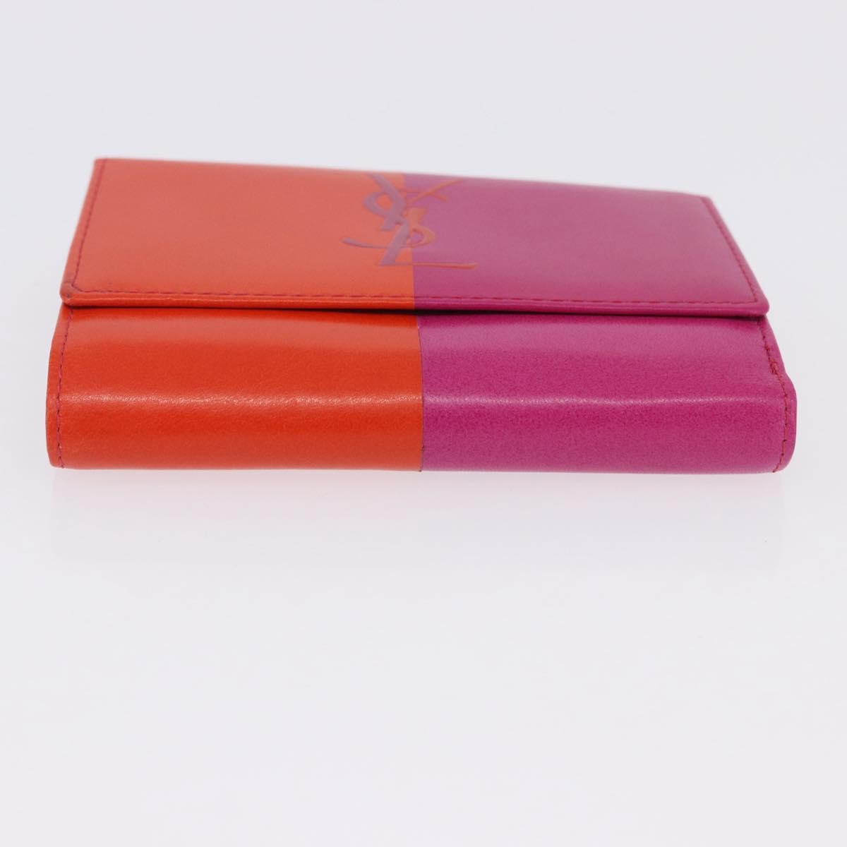 SAINT LAURENT Wallet Leather 2 Set Blue Red Auth bs36878