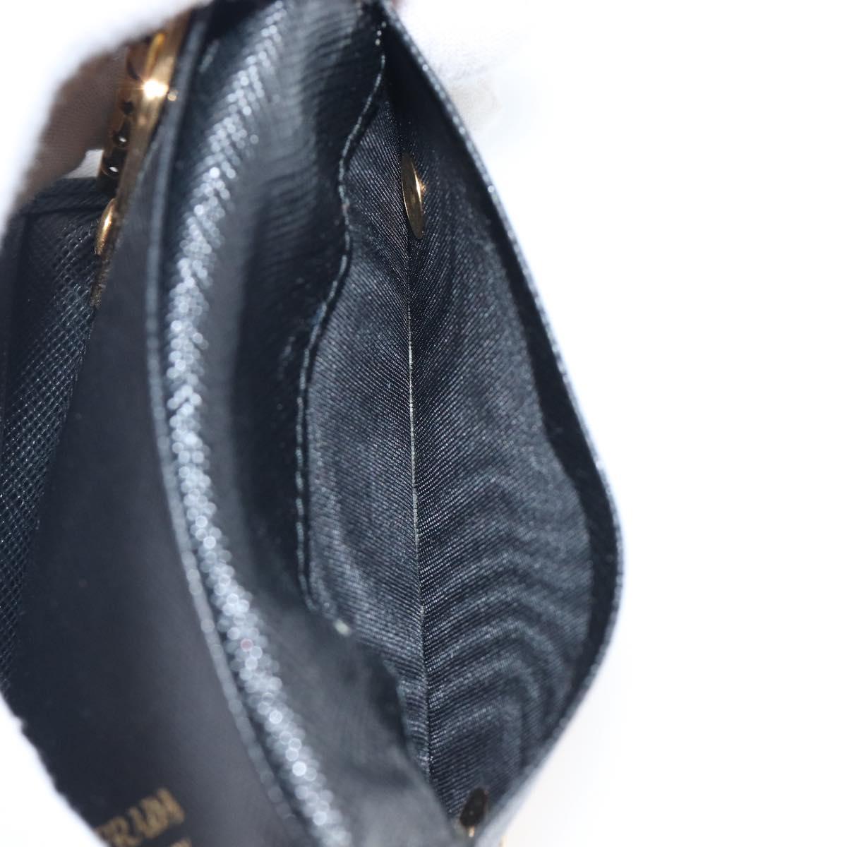 PRADA Key Case Safiano Leather Navy Gold Auth bs36879