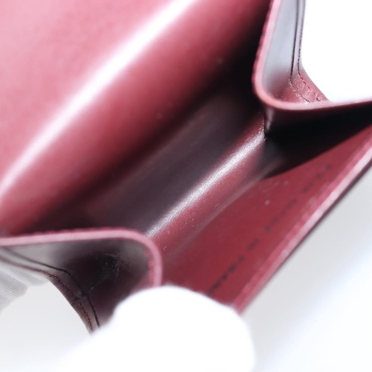 CARTIER Must Line Coin Purse Leather Bordeaux Gold Auth bs36880
