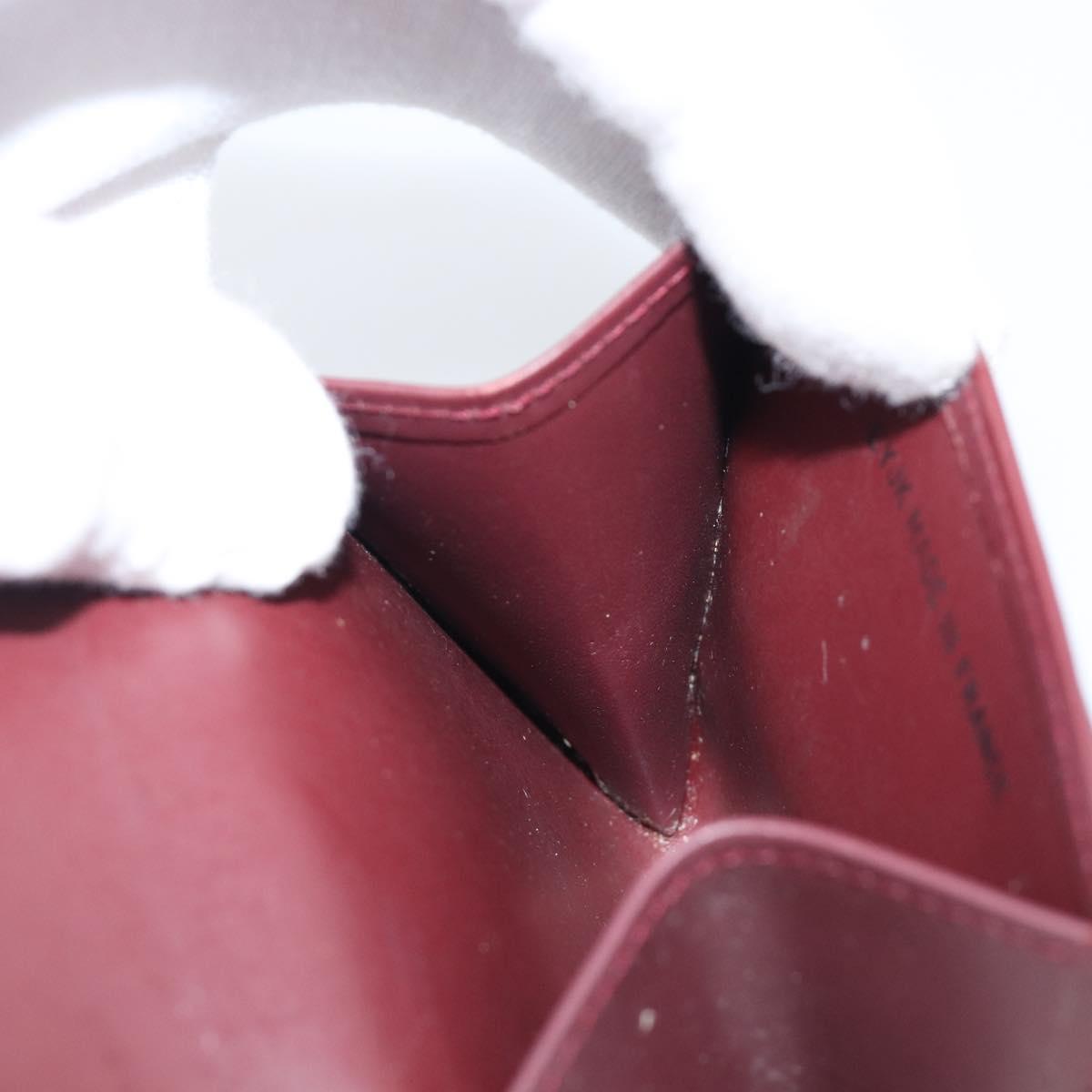 CARTIER Must Line Coin Purse Leather Bordeaux Gold Auth bs36880