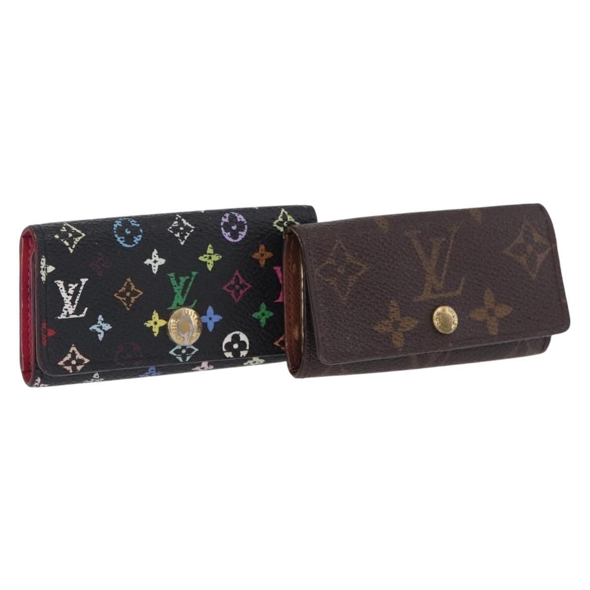 LOUIS VUITTON Monogram Multicolor Multicles 4 Key Case 2 Set Black Auth bs36881