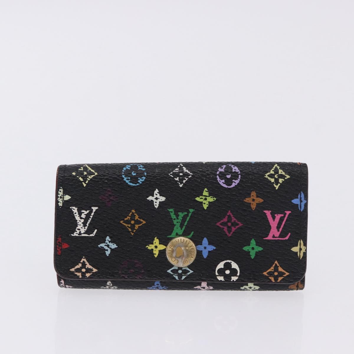 LOUIS VUITTON Monogram Multicolor Multicles 4 Key Case 2 Set Black Auth bs36881