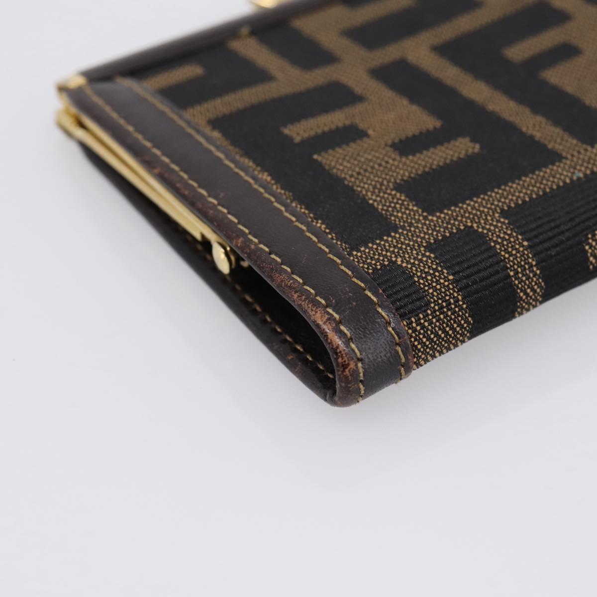 FENDI Zucca Canvas Coin Purse Brown Black Auth bs36888