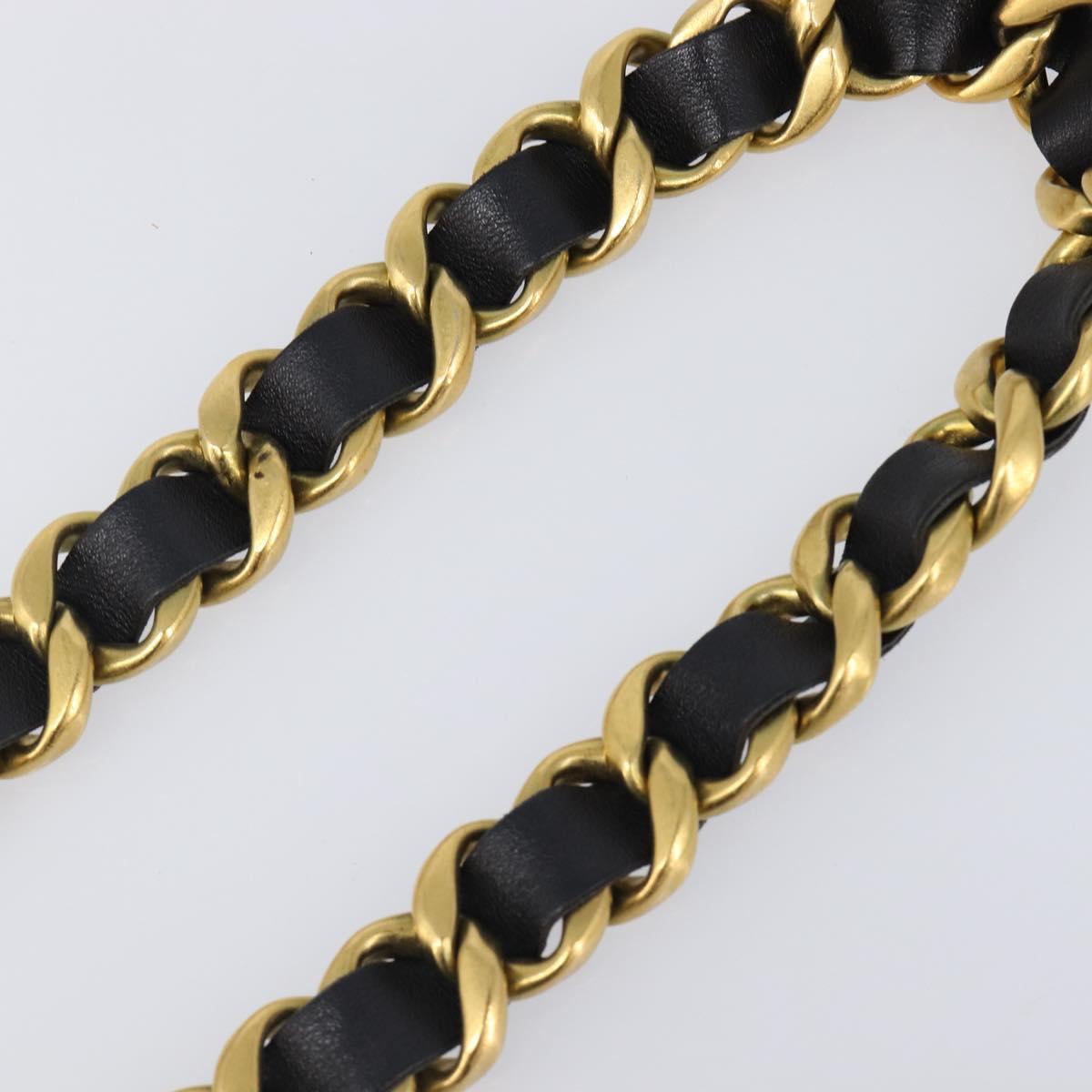 CHANEL Chain Belt Metal 29.1"" Black Gold CC Auth bs36890V