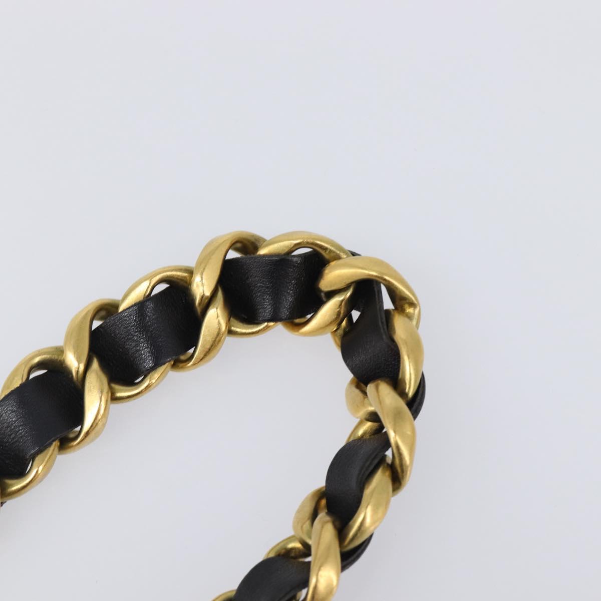 CHANEL Chain Belt Metal 29.1"" Black Gold CC Auth bs36890V