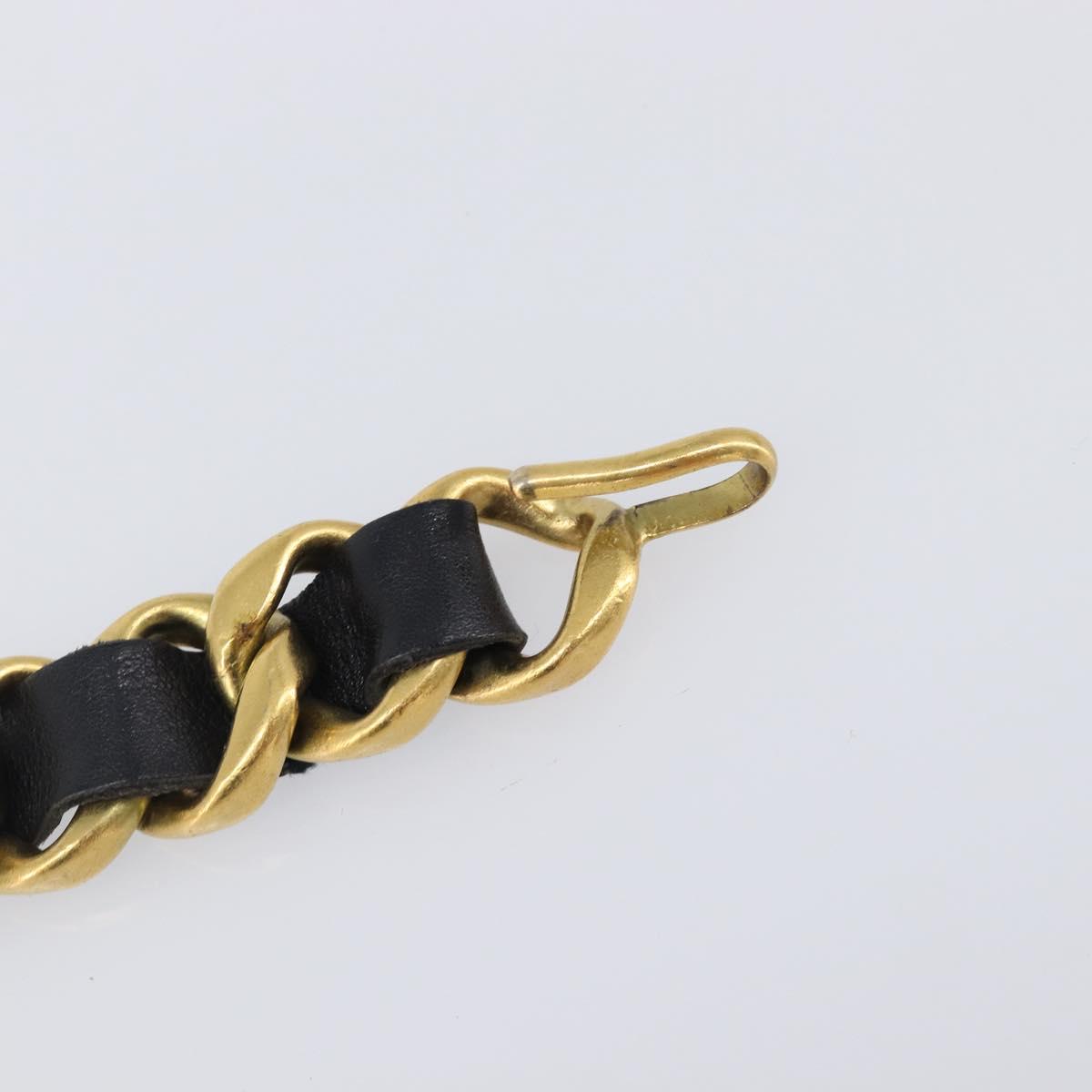 CHANEL Chain Belt Metal 29.1"" Black Gold CC Auth bs36890V