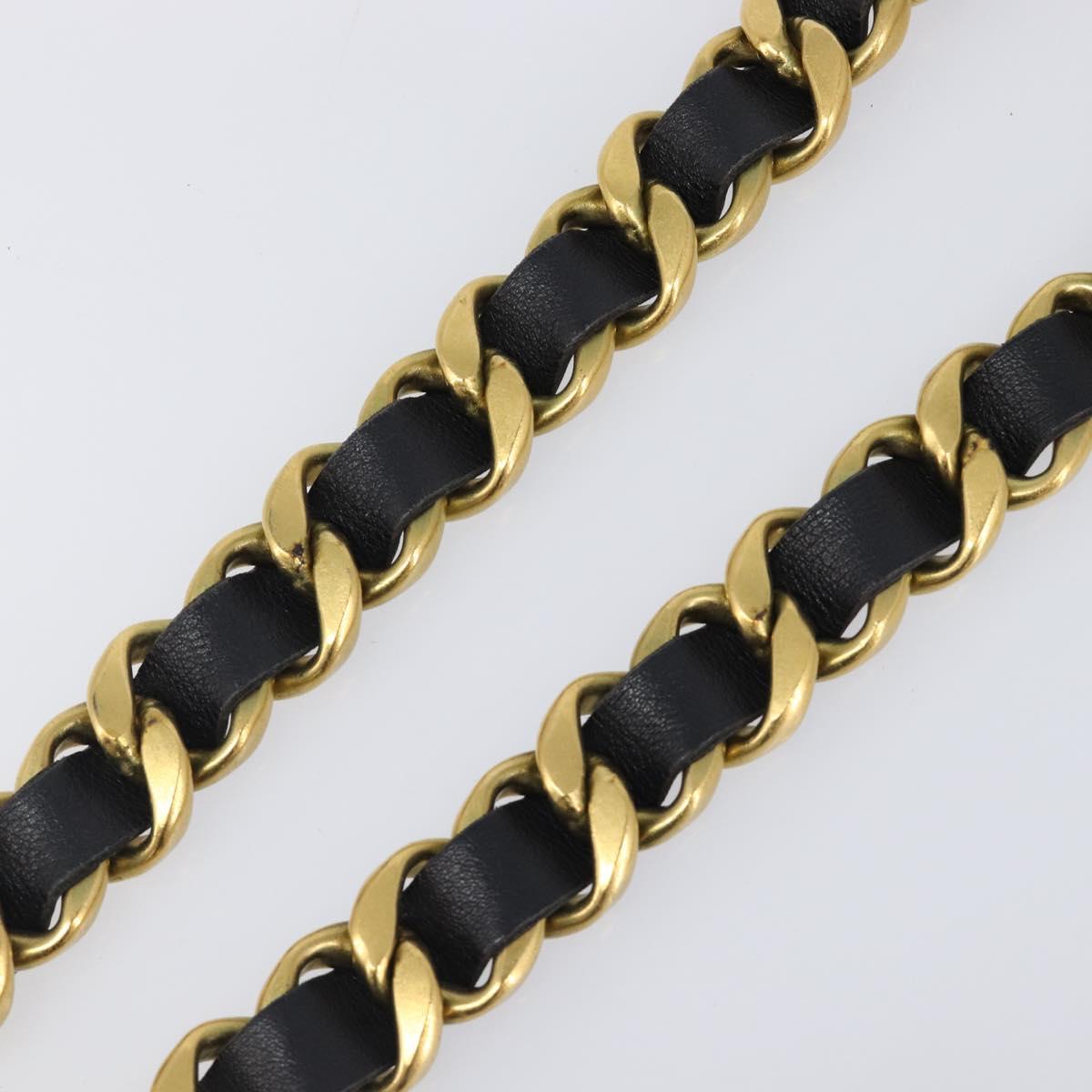 CHANEL Chain Belt Metal 29.1"" Black Gold CC Auth bs36890V