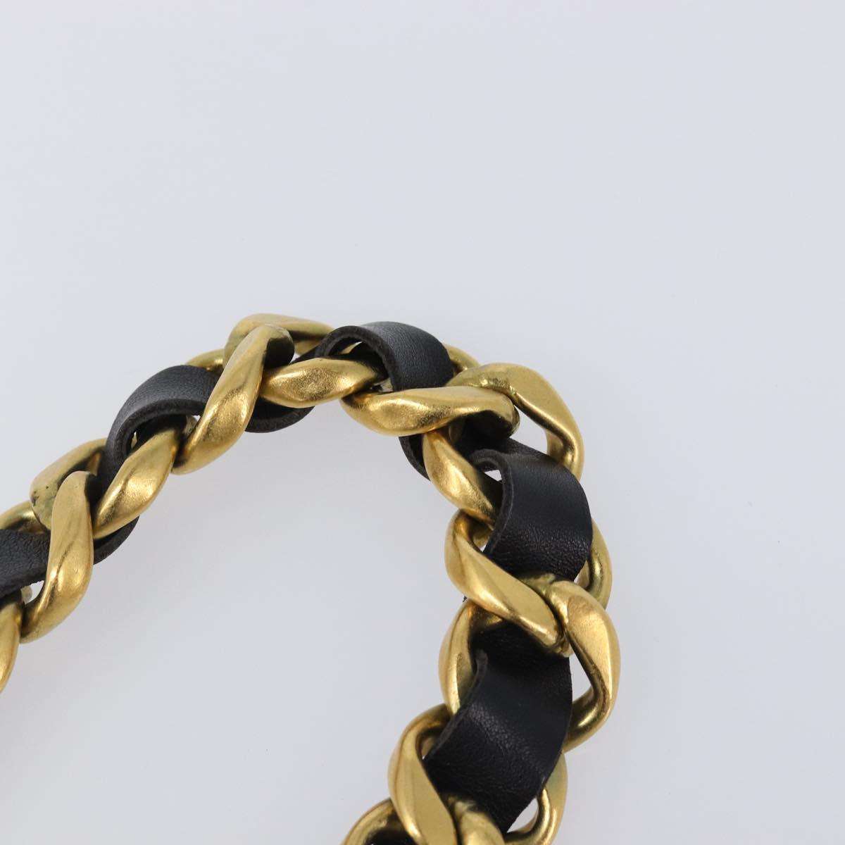 CHANEL Chain Belt Metal 29.1"" Black Gold CC Auth bs36890V