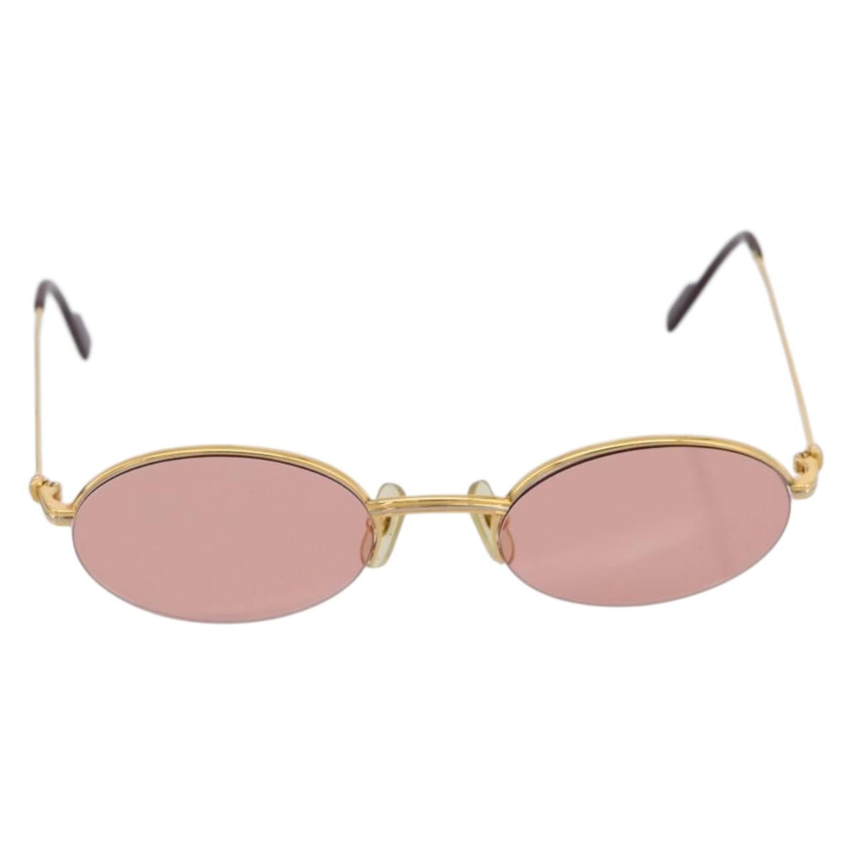 CARTIER Sunglasses Metal Gold Tone Auth bs36892A
