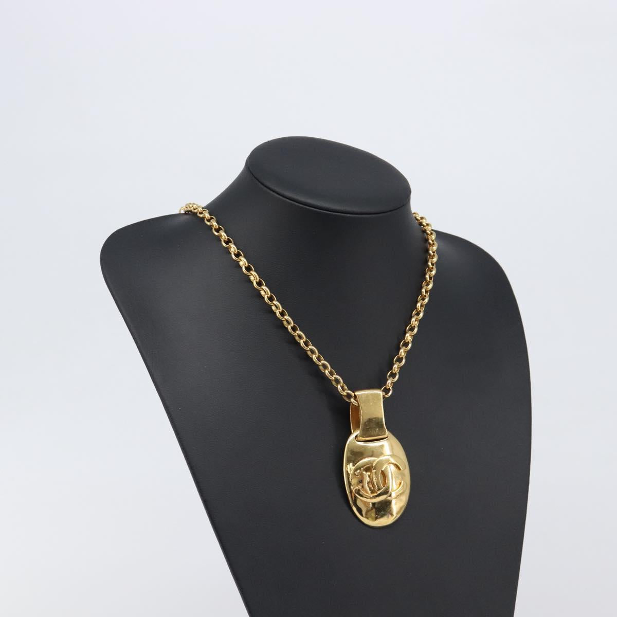 CHANEL Necklace Metal Gold Tone CC Auth bs36893M