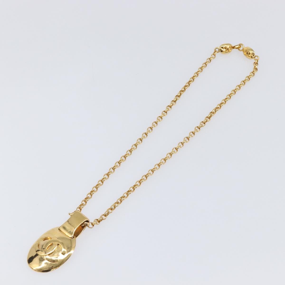 CHANEL Necklace Metal Gold Tone CC Auth bs36893M
