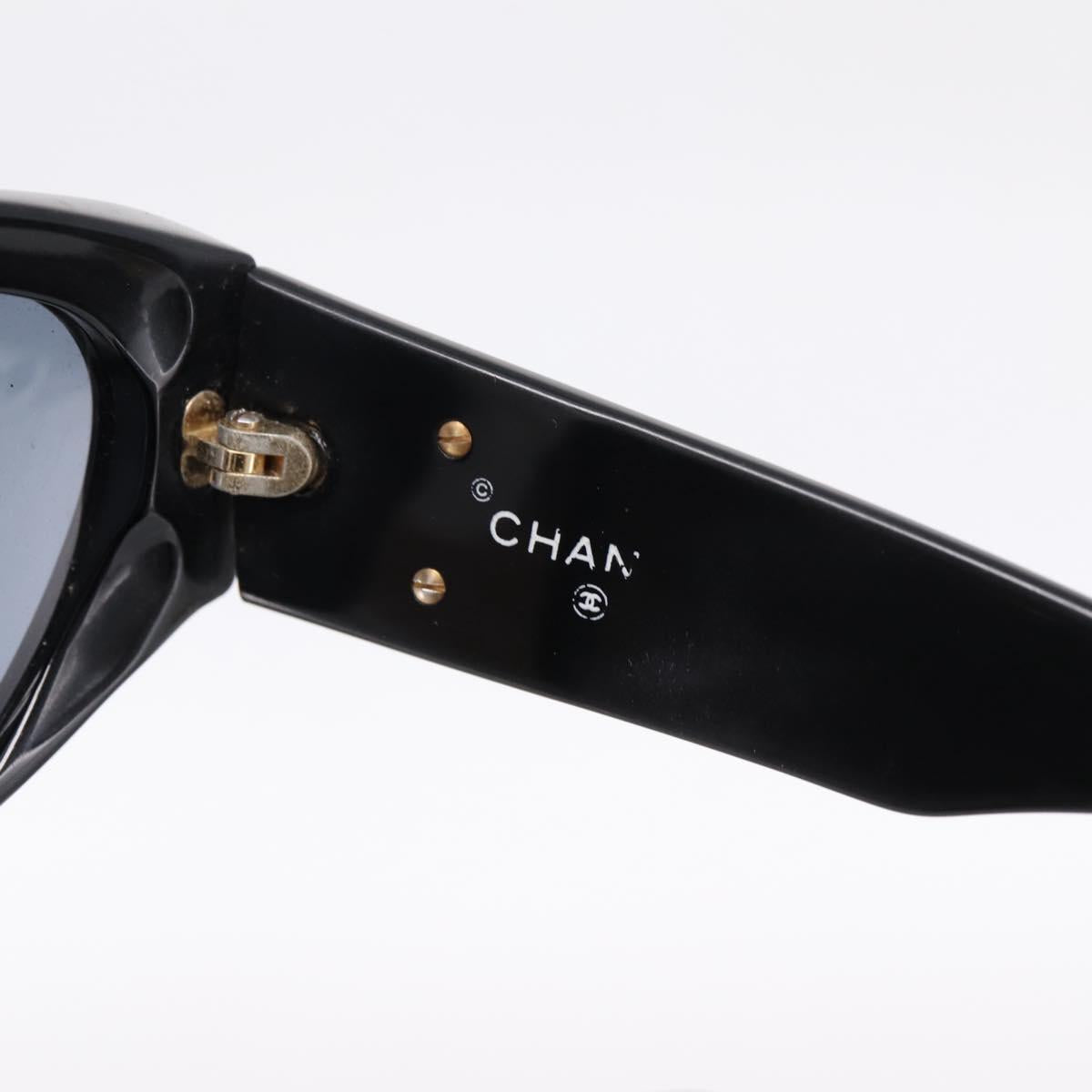 CHANEL Sunglasses Plastic Black Gold CC Auth bs36895