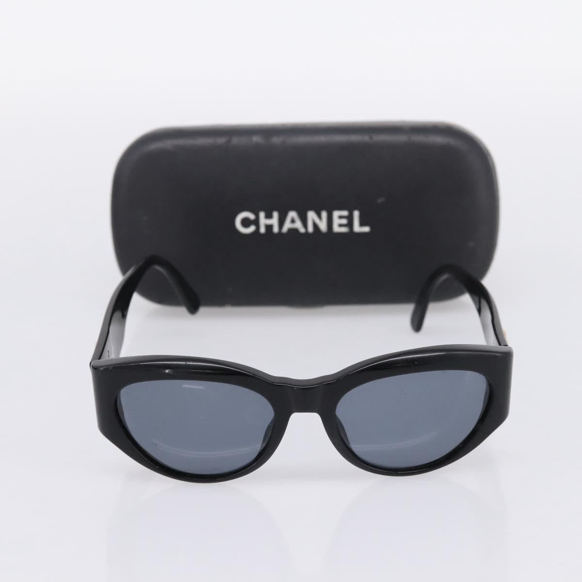 CHANEL Sunglasses Plastic Black Gold CC Auth bs36895