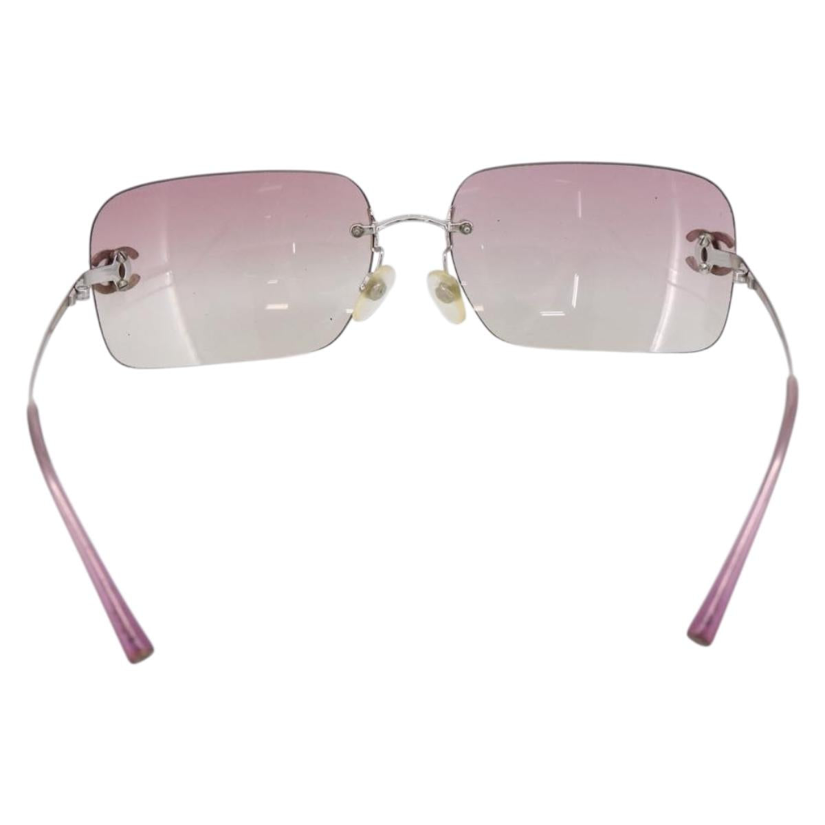 CHANEL Sunglasses Metal Silver CC Auth bs36898