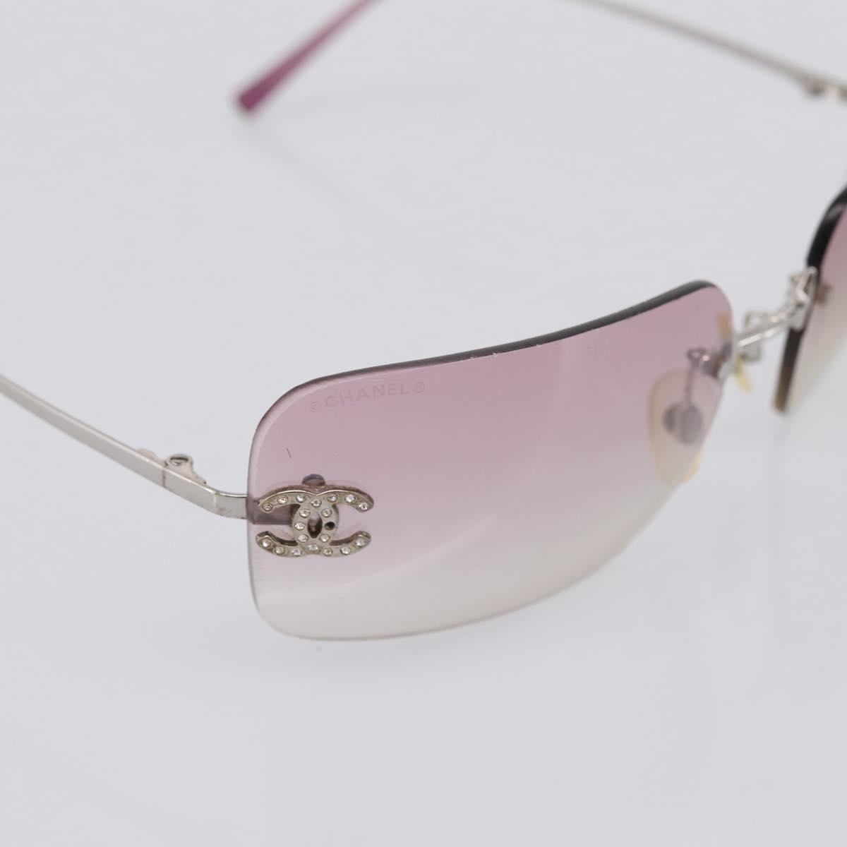 CHANEL Sunglasses Metal Silver CC Auth bs36898