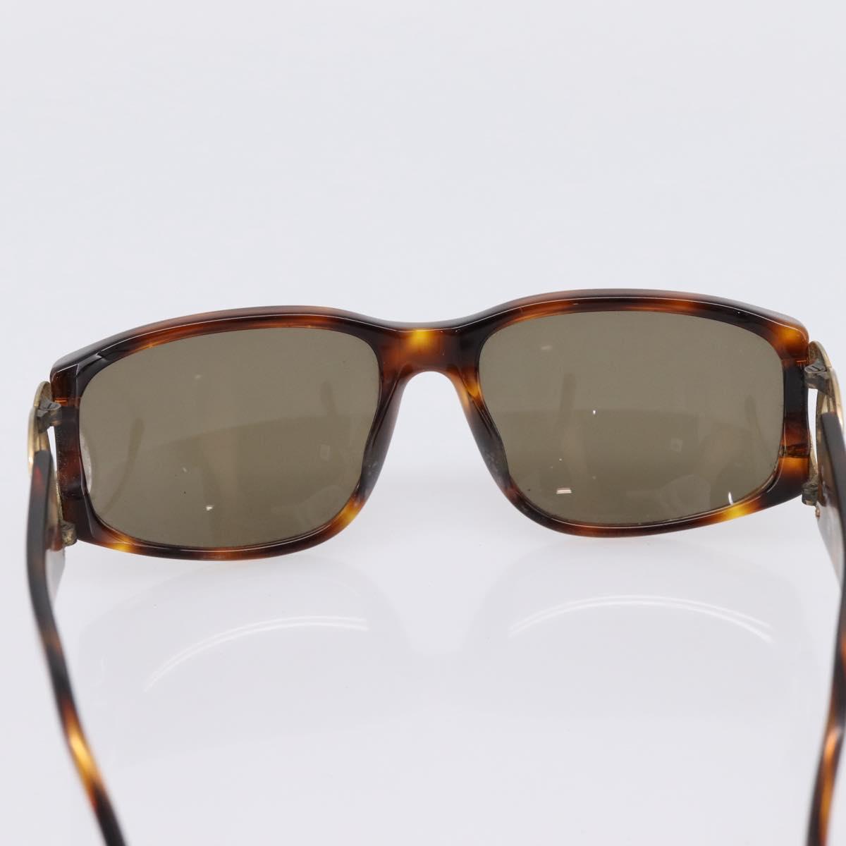 CHANEL Sunglasses Plastic Brown Gold CC Auth bs36899