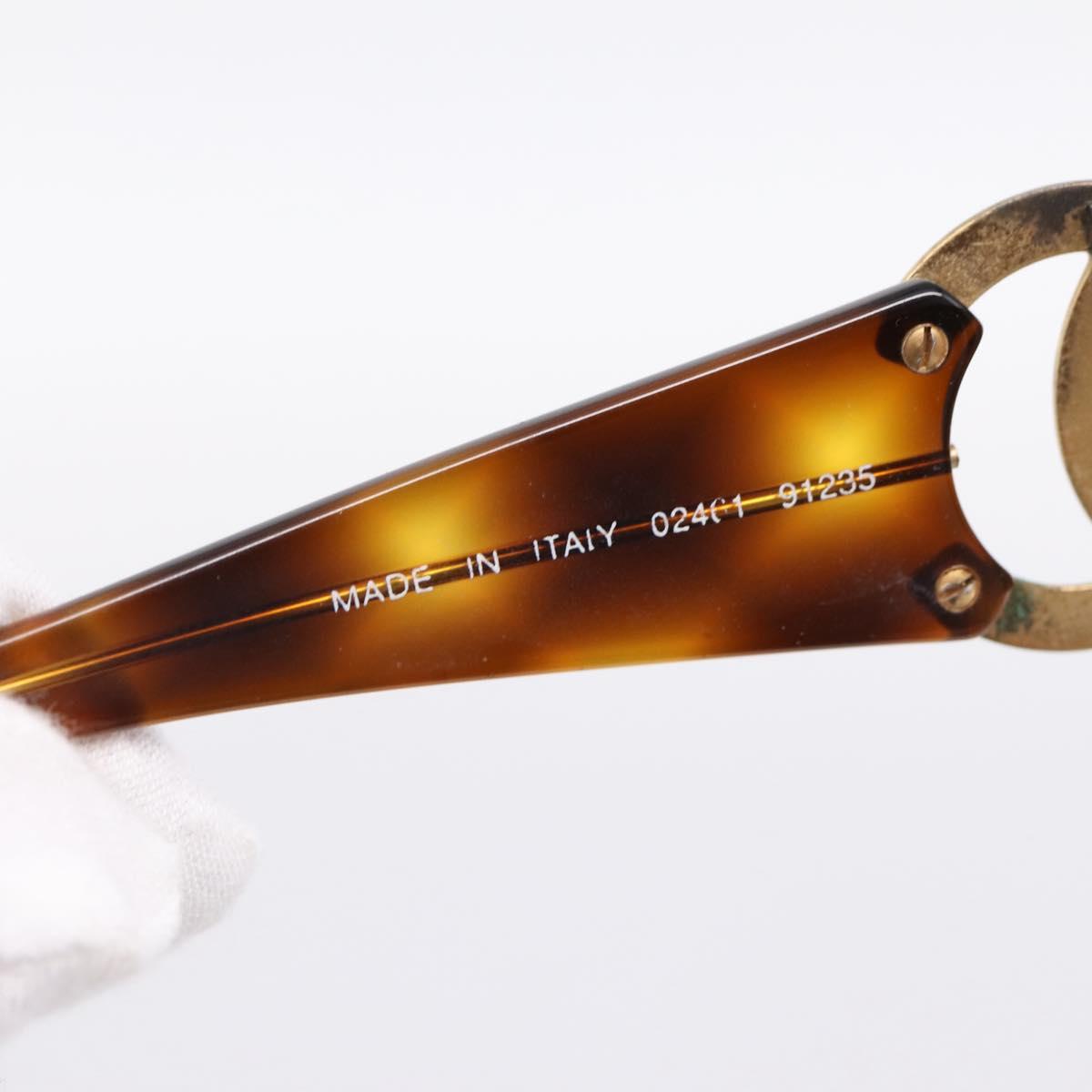 CHANEL Sunglasses Plastic Brown Gold CC Auth bs36899