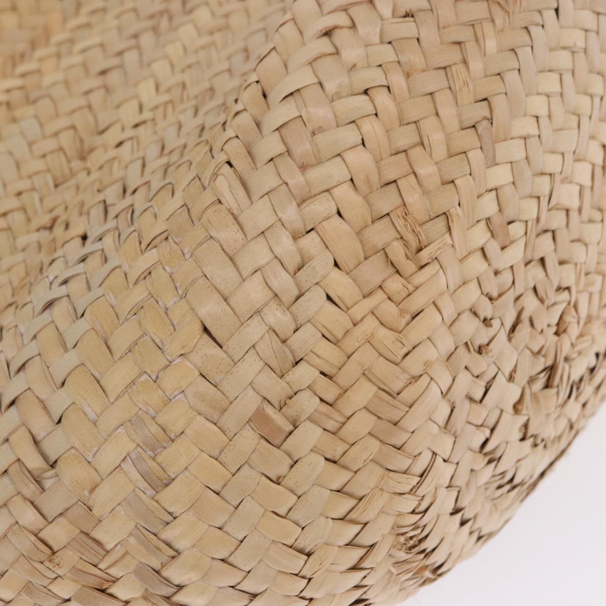 VALENTINO Hand Bag Raffia Beige Gold Auth bs36900V