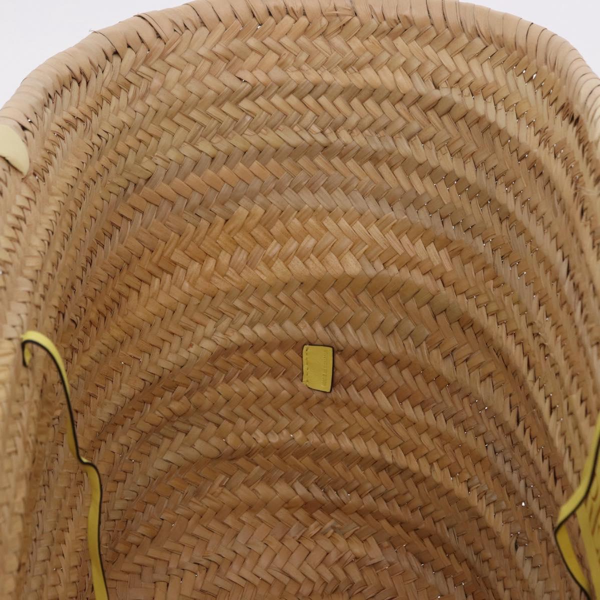VALENTINO Hand Bag Raffia Beige Gold Auth bs36900V