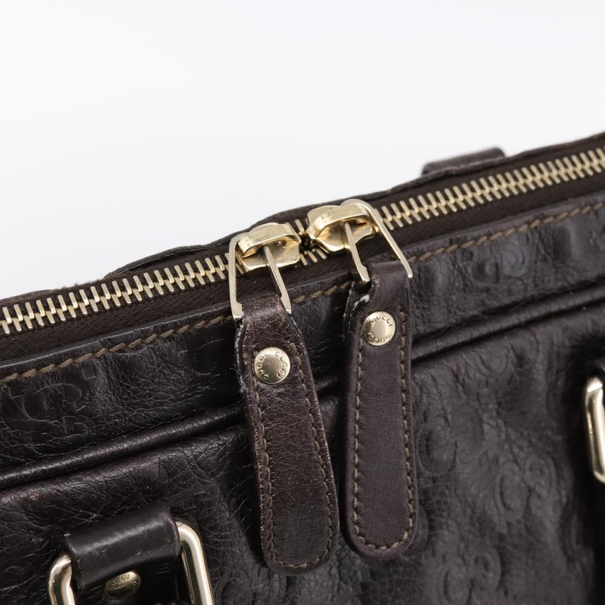 GUCCI GG Canvas Guccissima Bag Leather Dark Brown Gold 201480 Auth bs36901