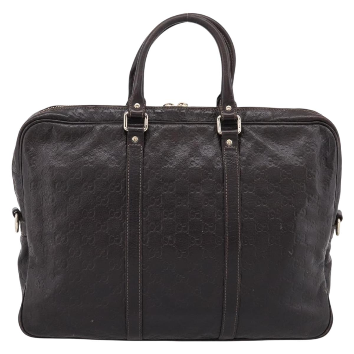 GUCCI GG Canvas Guccissima Bag Leather Dark Brown Gold 201480 Auth bs36901