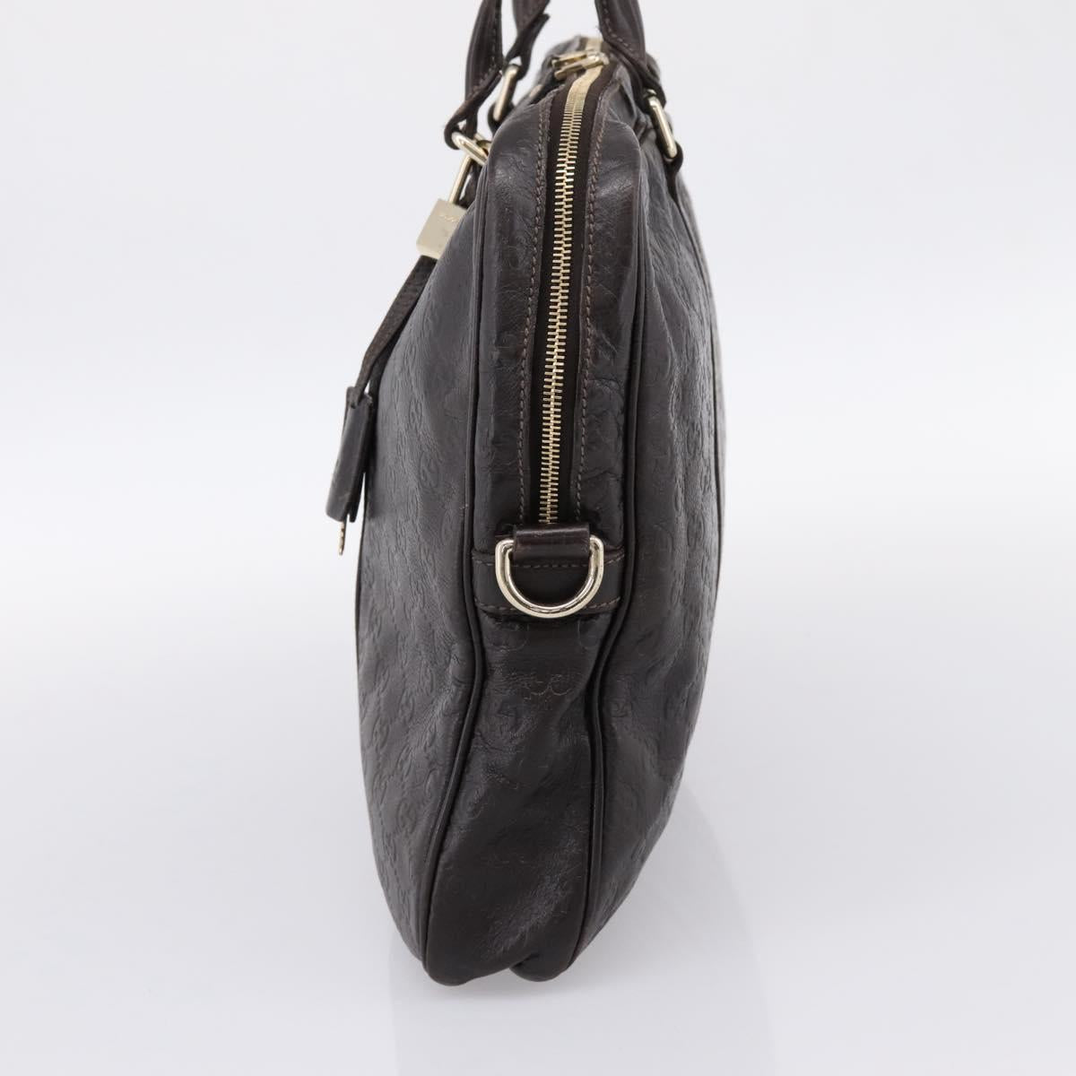 GUCCI GG Canvas Guccissima Bag Leather Dark Brown Gold 201480 Auth bs36901