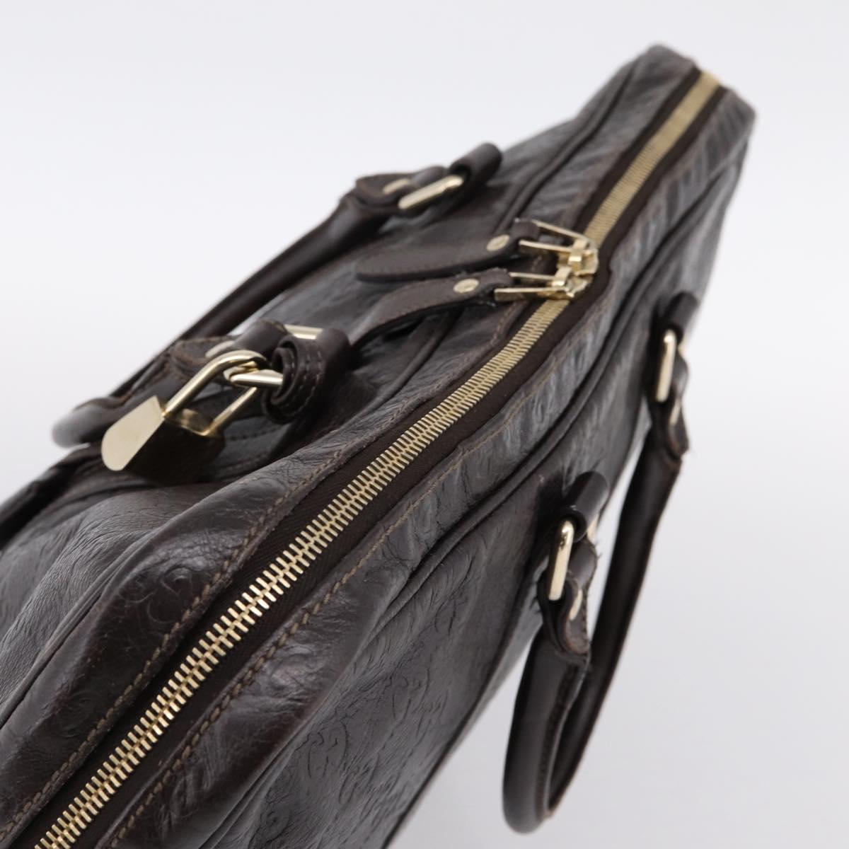 GUCCI GG Canvas Guccissima Bag Leather Dark Brown Gold 201480 Auth bs36901