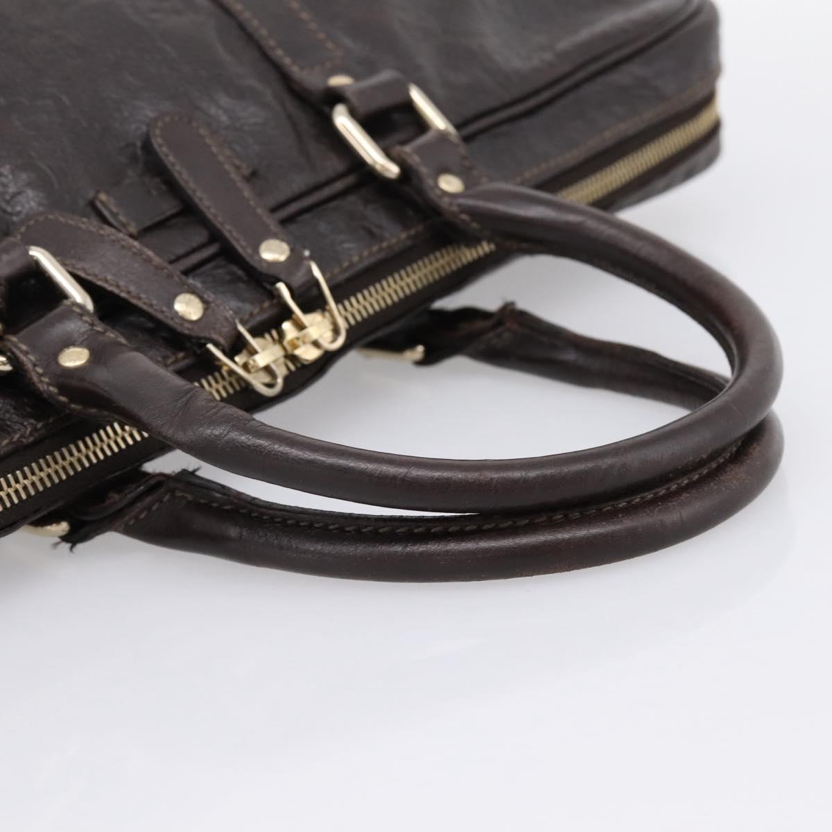 GUCCI GG Canvas Guccissima Bag Leather Dark Brown Gold 201480 Auth bs36901
