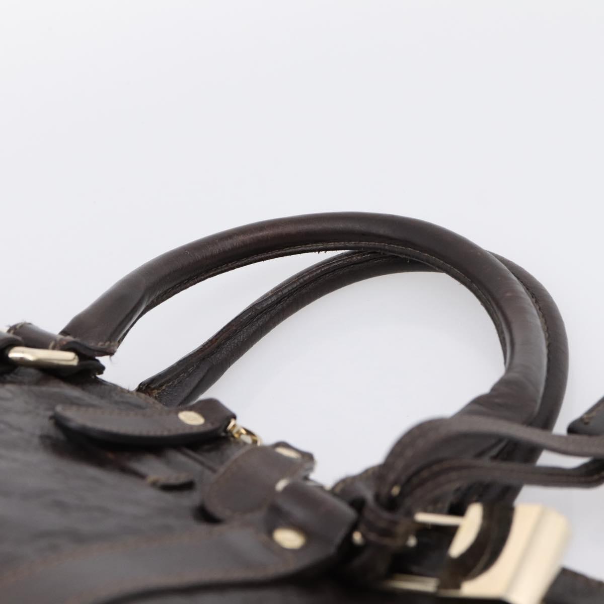 GUCCI GG Canvas Guccissima Bag Leather Dark Brown Gold 201480 Auth bs36901