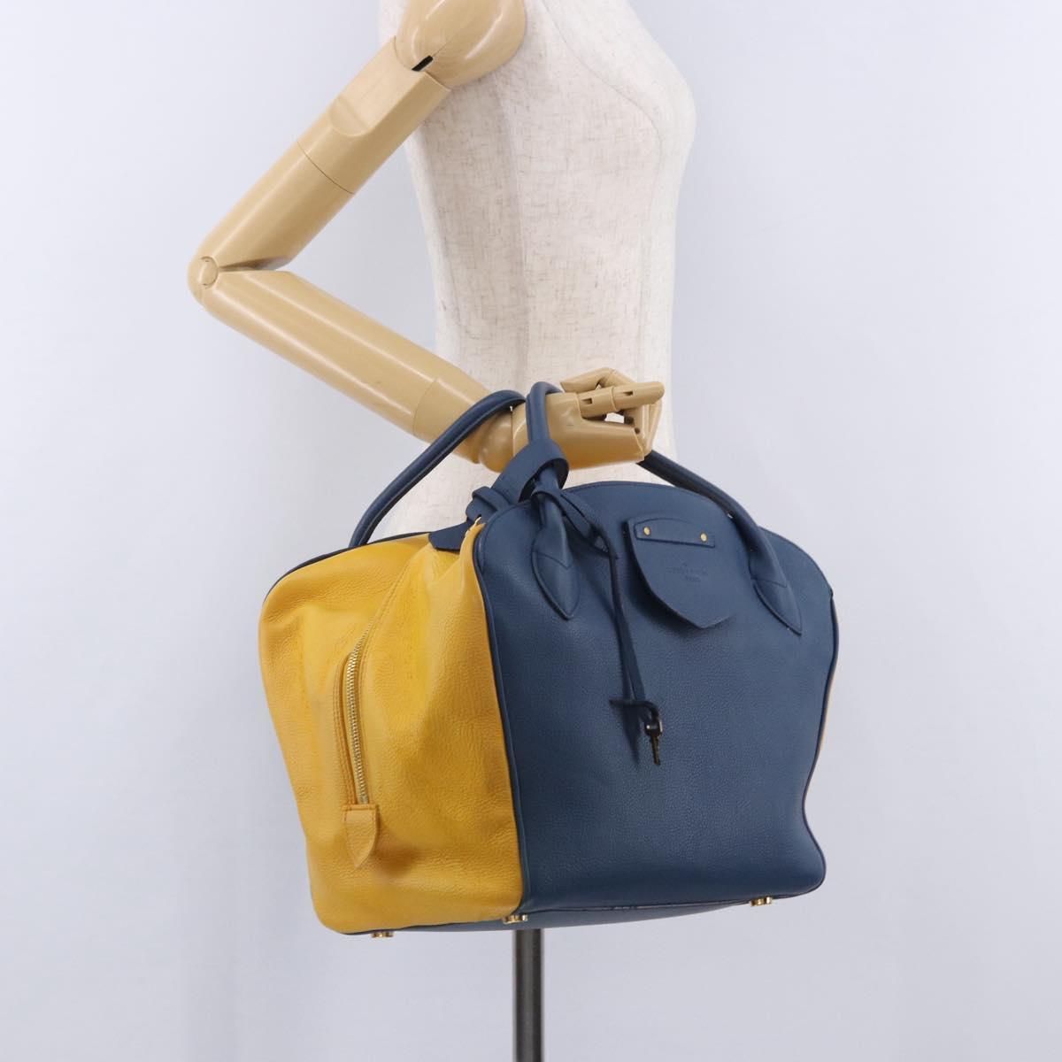 LOUIS VUITTON Miralis Haute Maroquinerie Hand Bag Leather Blue LV Auth bs36904