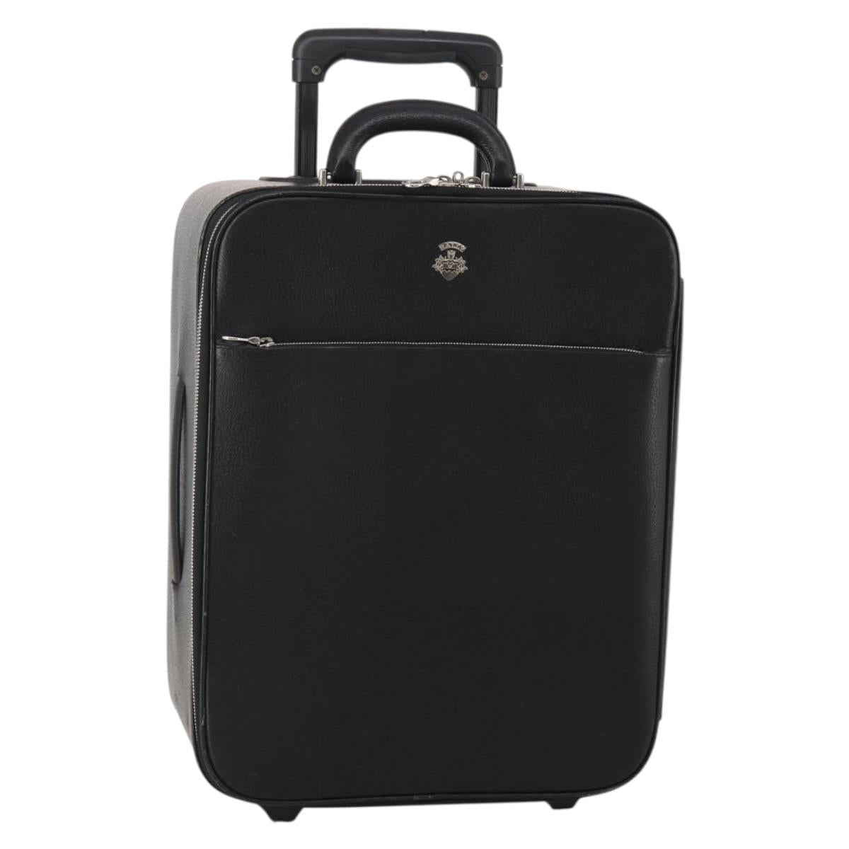 BALLY Carry Case Leather Black Silver Auth bs36906