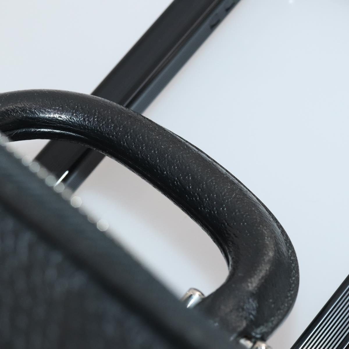 BALLY Carry Case Leather Black Silver Auth bs36906