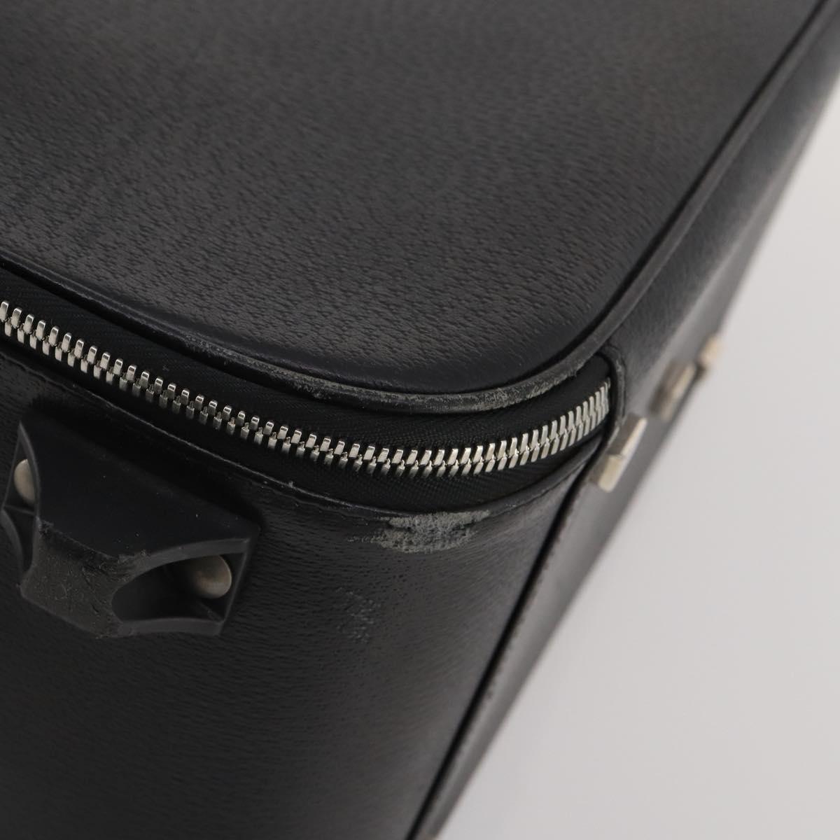 BALLY Carry Case Leather Black Silver Auth bs36906