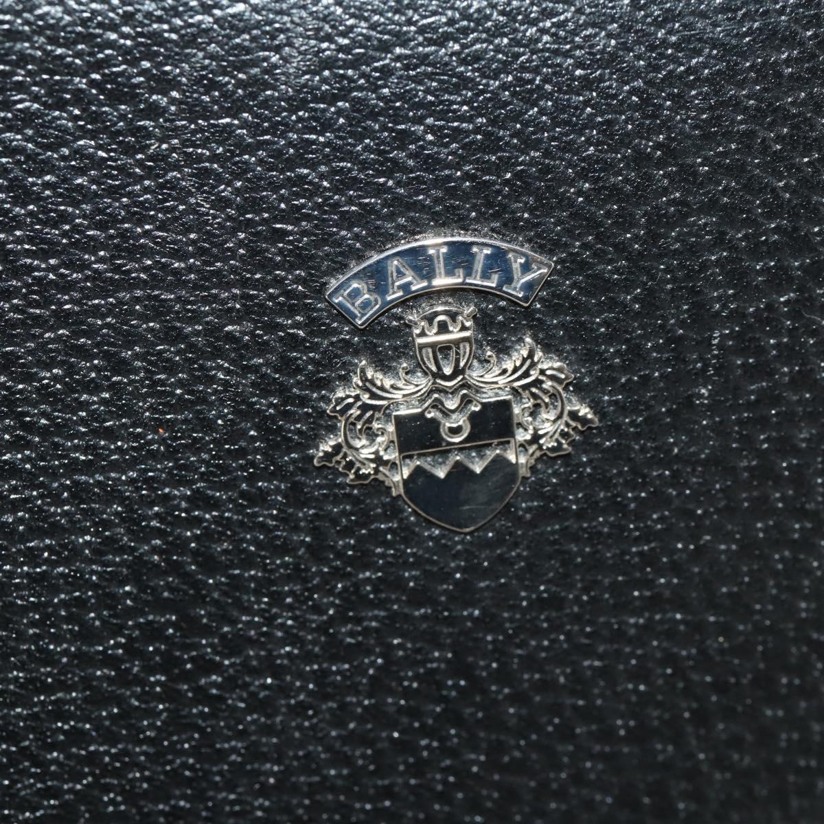 BALLY Carry Case Leather Black Silver Auth bs36906
