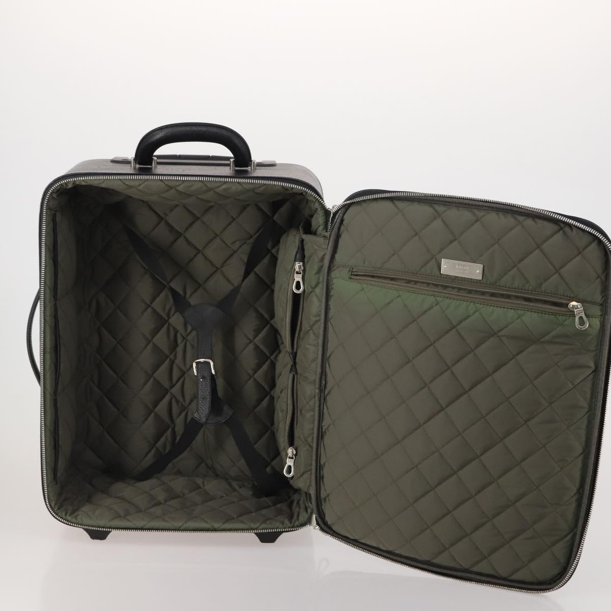BALLY Carry Case Leather Black Silver Auth bs36906