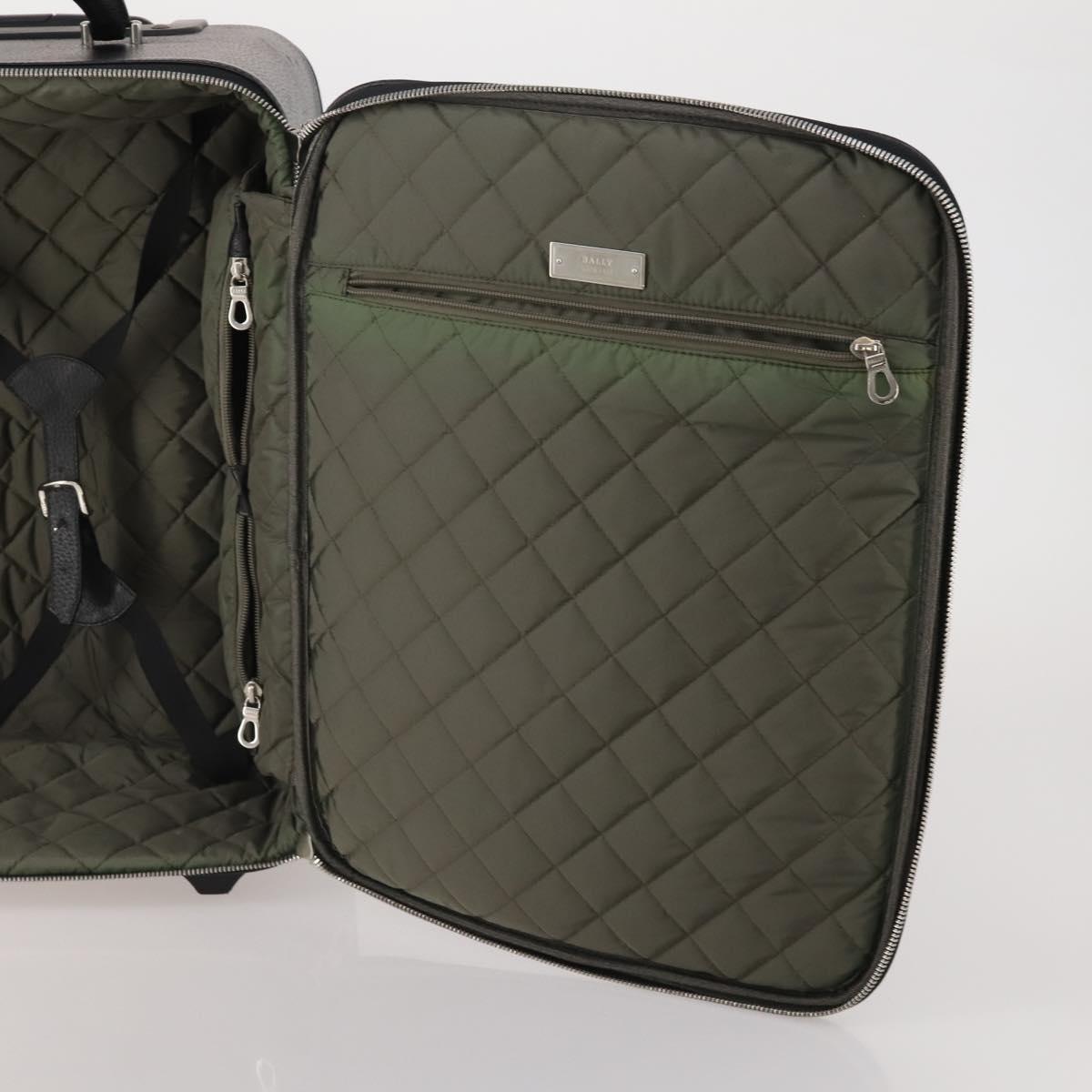 BALLY Carry Case Leather Black Silver Auth bs36906